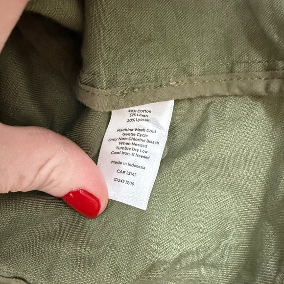 Talbots Green Cotton Linen Lyocell Utility Military Button Jacket Womens Medium - Picture 5 of 7